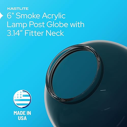Vista 29 de KastLite Globo de poste de lámpara acrílica blanca de 6 pulgadas Textura suave con cuello de ajuste de 3.14 pulgadas Fabricado en los Estados