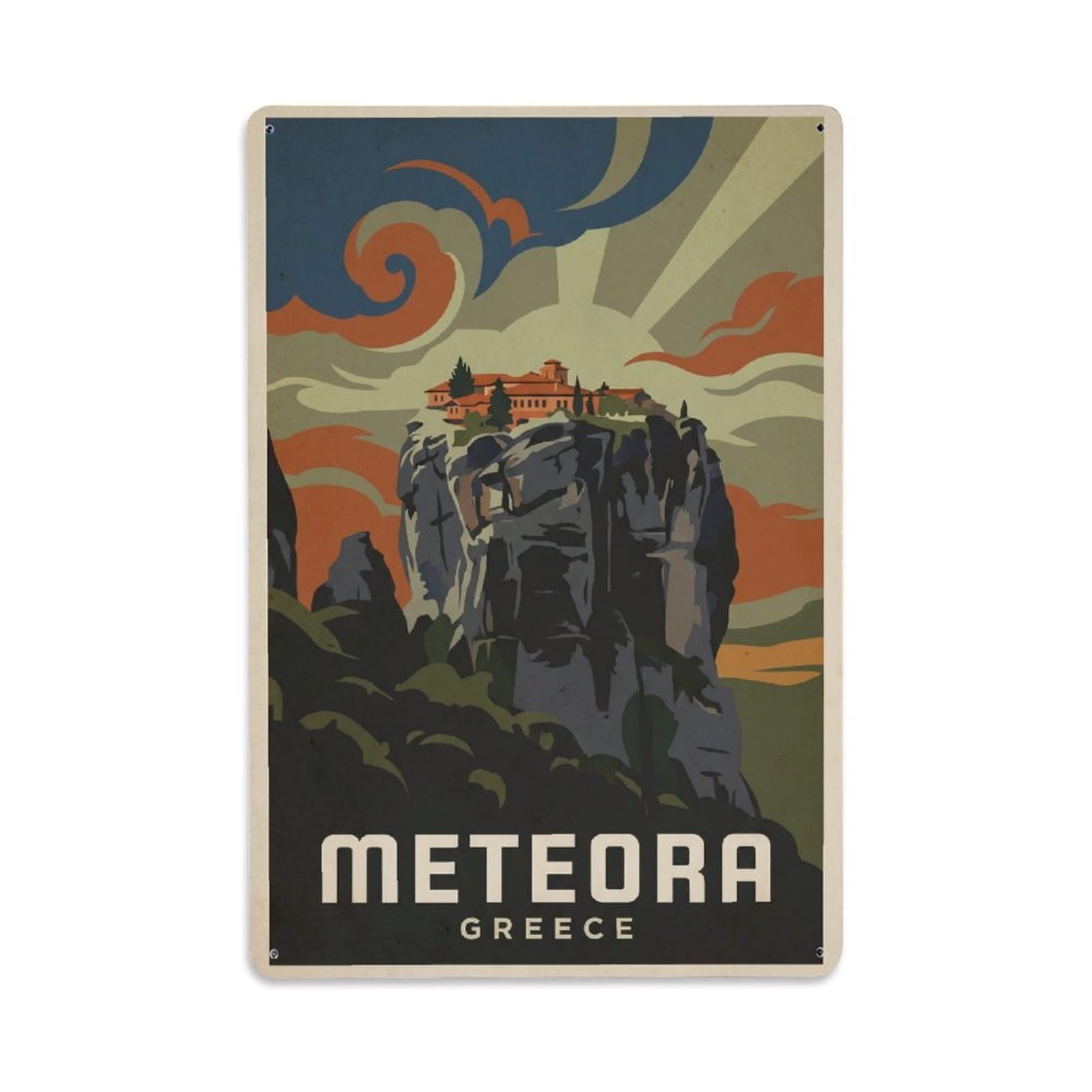 Greece Meteora Vintage Metal Tin Sign