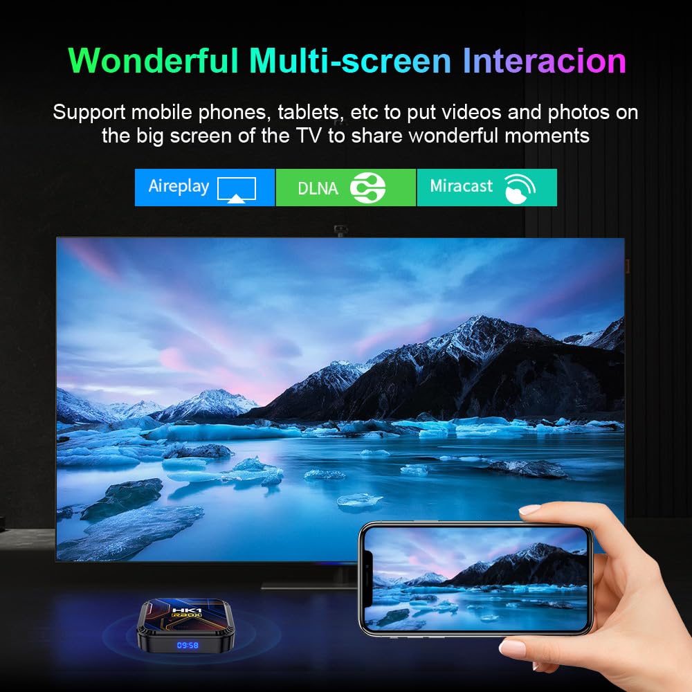 CHROX Android TV Box 13.0, 2025 hk1 rbox k8s RK3528 processeur Quadcore 2.4Ghz/5Ghz Double WiFi 3D 4K/8K HDR10 Bluetooth 4.0 Smart Android Set Top Box,4gb+64gb