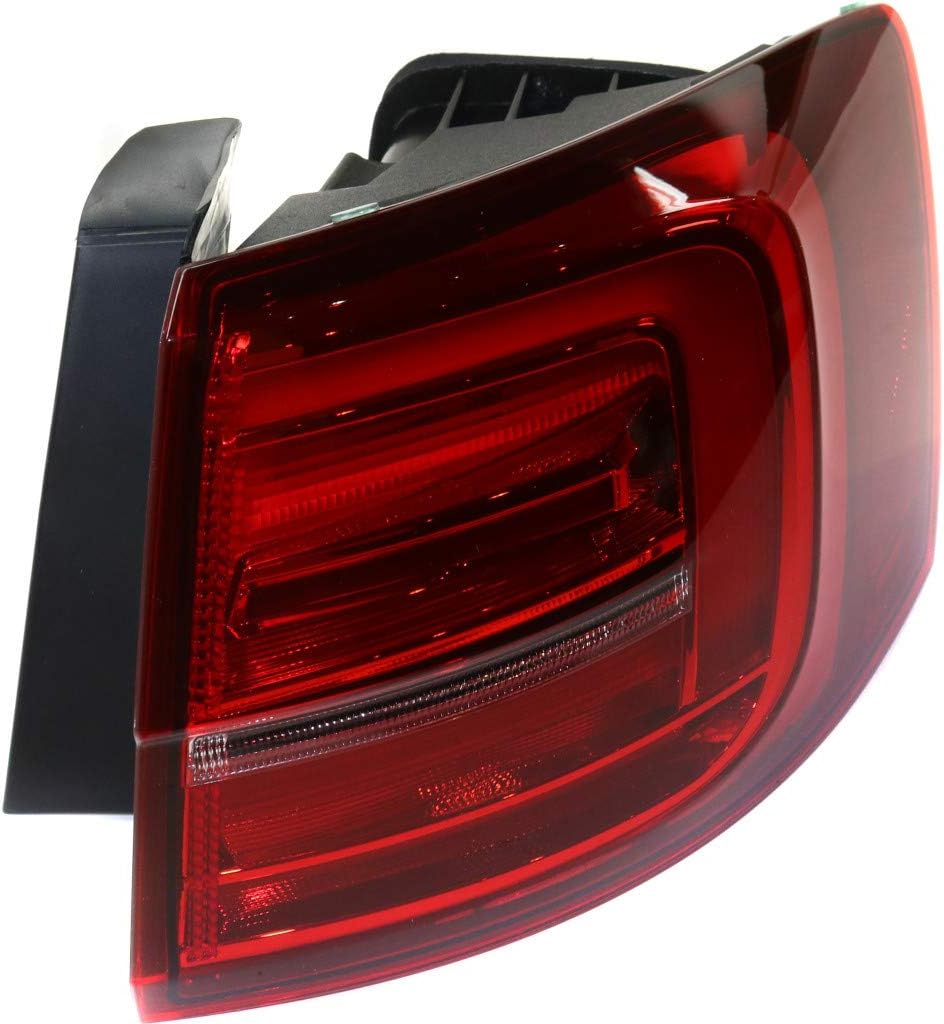 For Volkswagen Jetta 2015 2016 2017 2018 Tail Light Assembly Passenger Side | Outer | CAPA Certified | W/ LED | Hybrid | Sedan | Red Lens | Replacement For VW2805118, VW2805118C | 5C6945208D