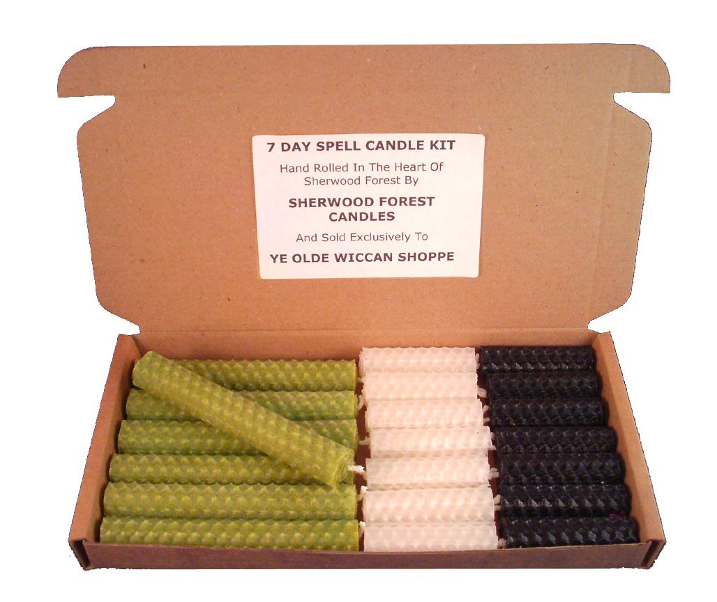 Sherwood Forest Candles Green - 7 Day Witch's Beeswax Spell Candle Kit - Pale For Prosperity, Success And Luck