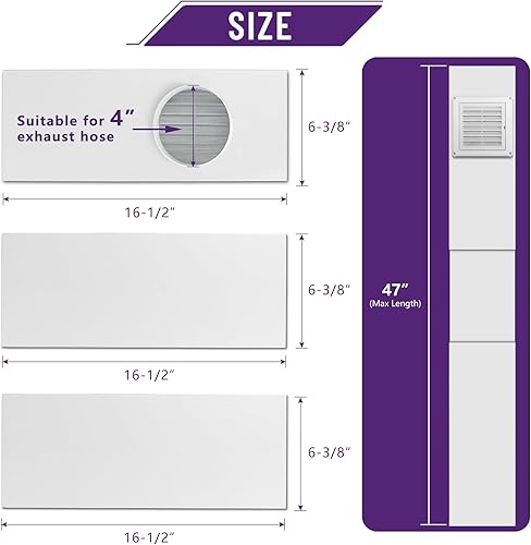 Miniatura 2 de Mxclimate Kit de ventana de ventilación para secadora para manguera de 4 pulgadas, kit de ventilación ajustable con cubierta de ventilación de