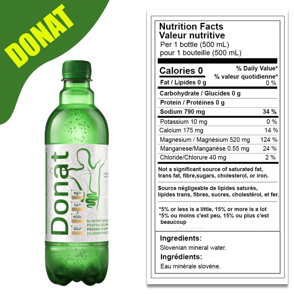 Natural Magnesium Water - 500mg Magnesium in 500ml ''Donat Mg'' Bulk Pack 12x0,5L