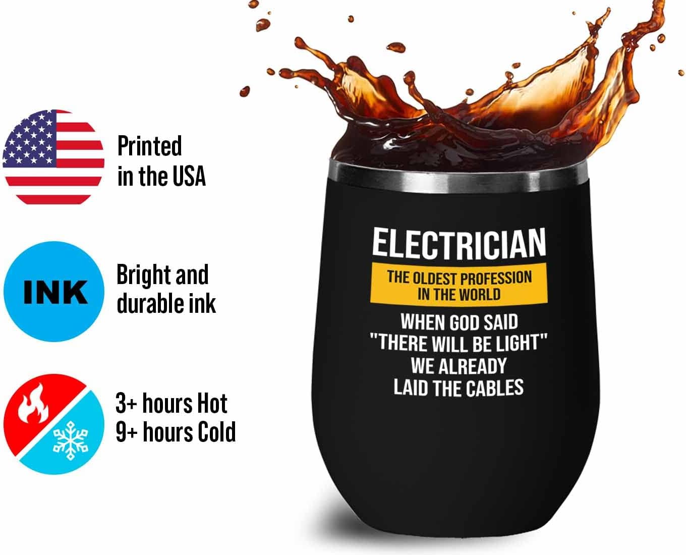 Electrician Black Edition Wine Tumbler 12oz - Laid the Cables - Electrical Engineer Technician Lineman Graduation Student Funny Wireman image 4