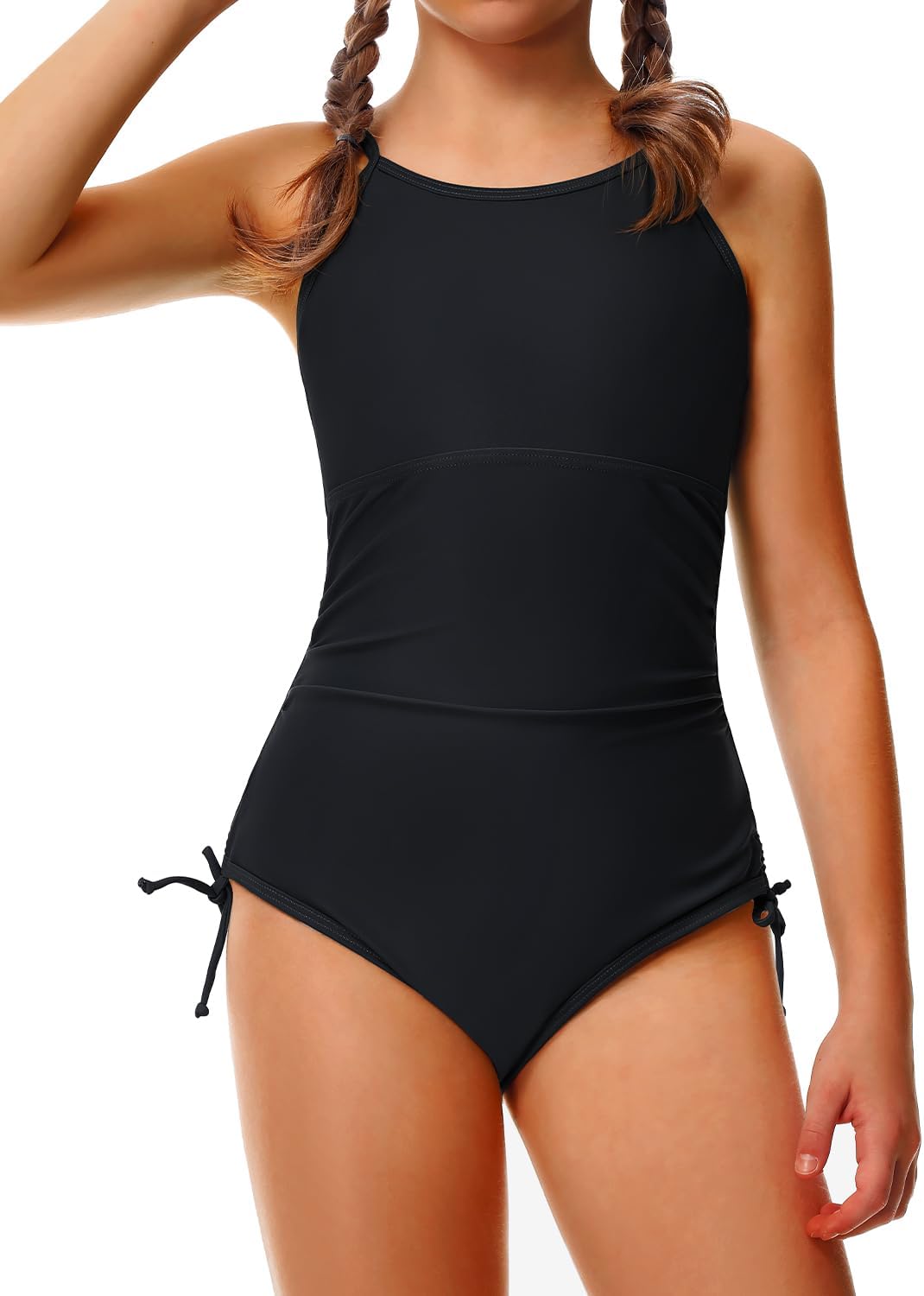 Girls Swimsuit One Piece Swimsuits Teens Bathing Suit with Paddded -Adjustable Block Straps Quick Dry Swimwear