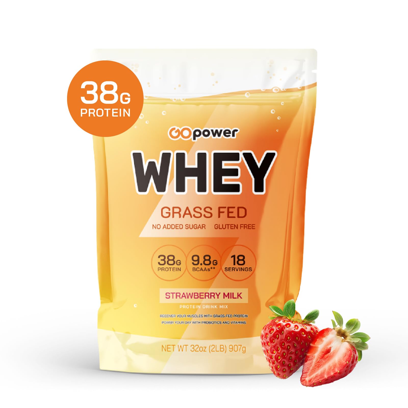 GOPOWER Whey Protein Powder, com BCAAs, Whey Protein Powder Grass Fed ...