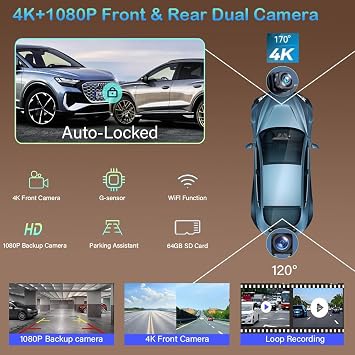 10.26 Wireless Carplay Screen 360 Rotation 4K Dash Cam Carplay & Android Auto Car Stereo Car Audio Receivers with 1080p Backup Camera GPS Navigation/Mirror Link/Voice Control/Siri