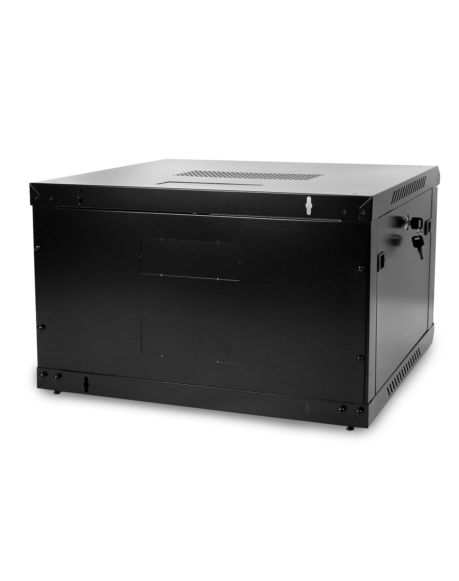 QWORK Recinzione per server di rete 6U, montaggio a parete, armadio per server, rack di rete ventilato (61 cm di profondità), per apparecchiature IT da 19", A/V, con porta in vetro bloccabile e