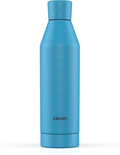 The Clean Hydration Co, Canteen 17, botella de agua de acero inoxidable aislada al vacío fácil de limpiar con tapa inferior extraíble (Aqua)