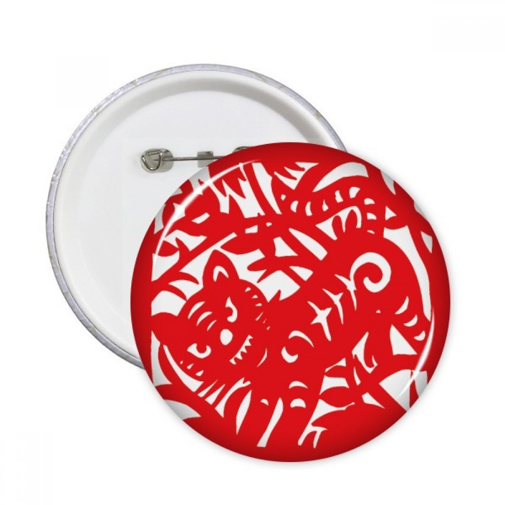 Bouton badge tigre grand format multicolore de coupe-papier retro