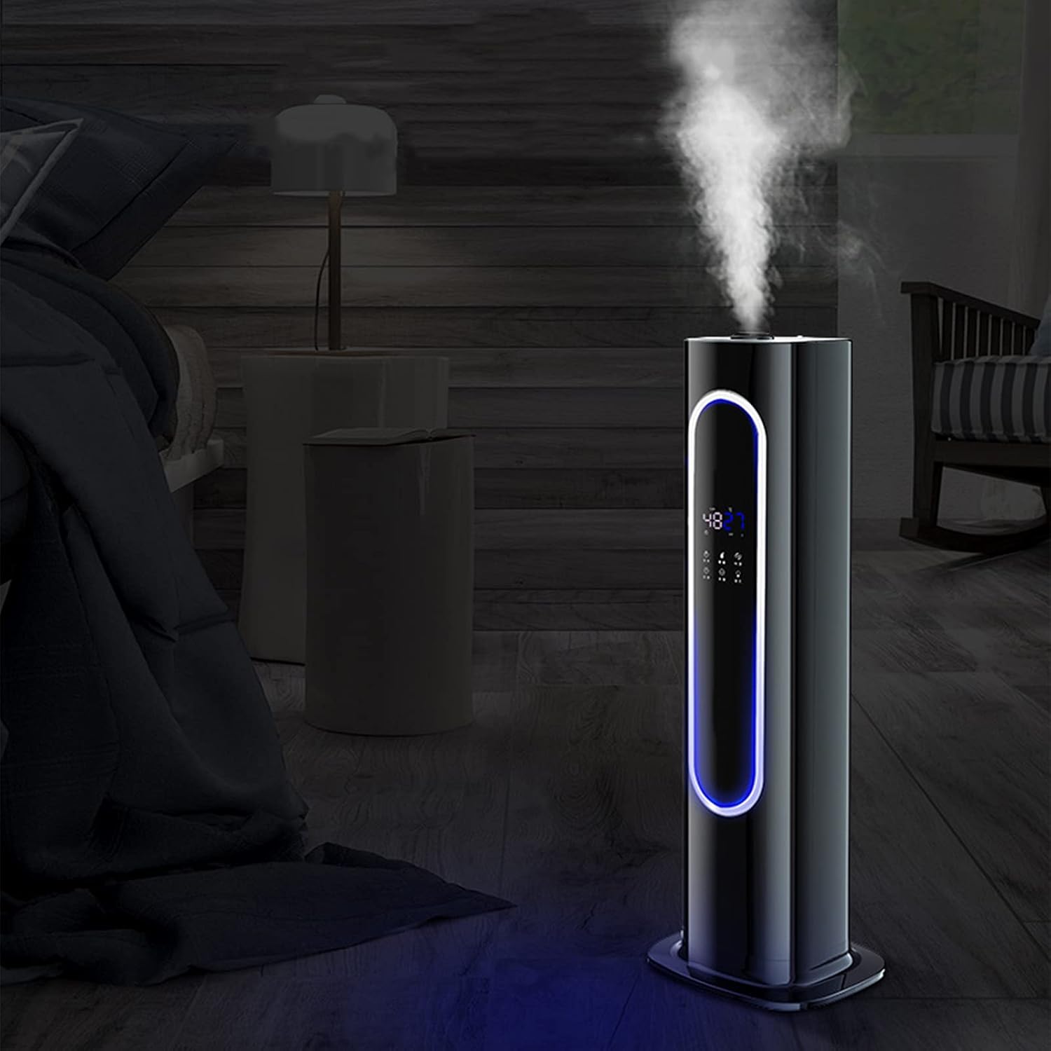 Large Room Humidifiers for Home Intelligent Control Floor Standing for Home Ultra Quiet Operation Automatically Maintains Humidity Timing Function (White Sterilized Version)