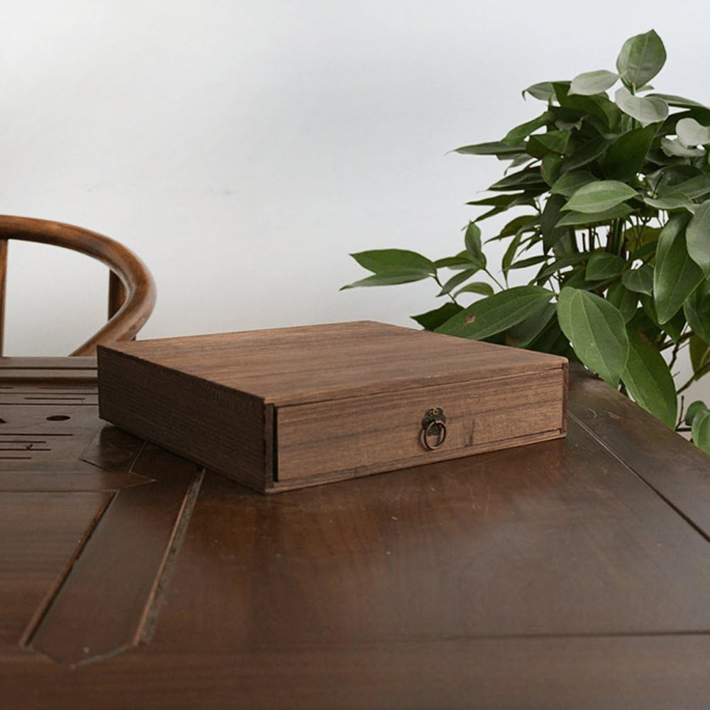 Boîte À Thé en Bois avec Tiroir, Organiseur De Rangement pour Thé PU, Idéal pour Les Amateurs De Thé PU