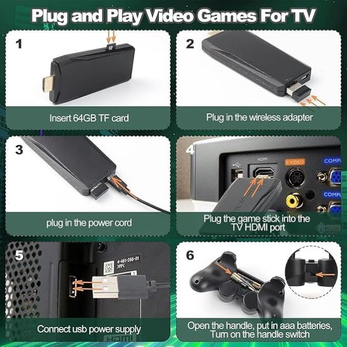 Image of Voila M8 Retro Gaming Console - 4K HD TV Stick with 10,000+ Electronic Games, Portable Linux Game System, Dual Wireless Gamepads, Plug & Play Entertainment for All Ages