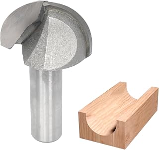 Core Box Router Bits,1/2 Inch Shank,Cove Box Bits 1-3/8" Cutting Diameter, 11/16“ Cutting Height Round Nose Cutter for Wood Roundnose/Cove Grooving,Veining,Engraving,Plunging