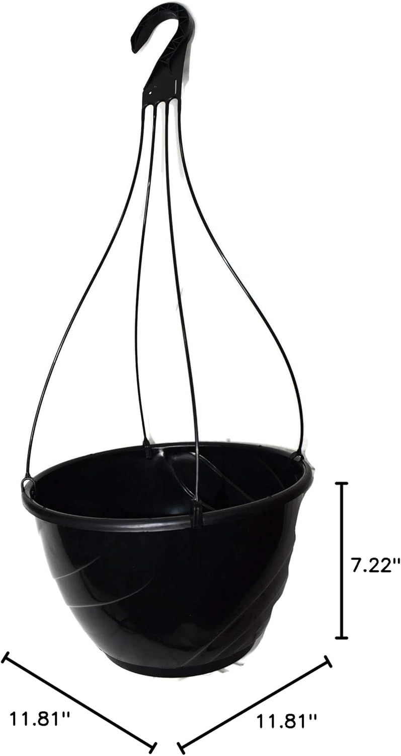 12" Diameter Black Plastic Deco Swirl Hanging Basket by Landmark Plastics (2)