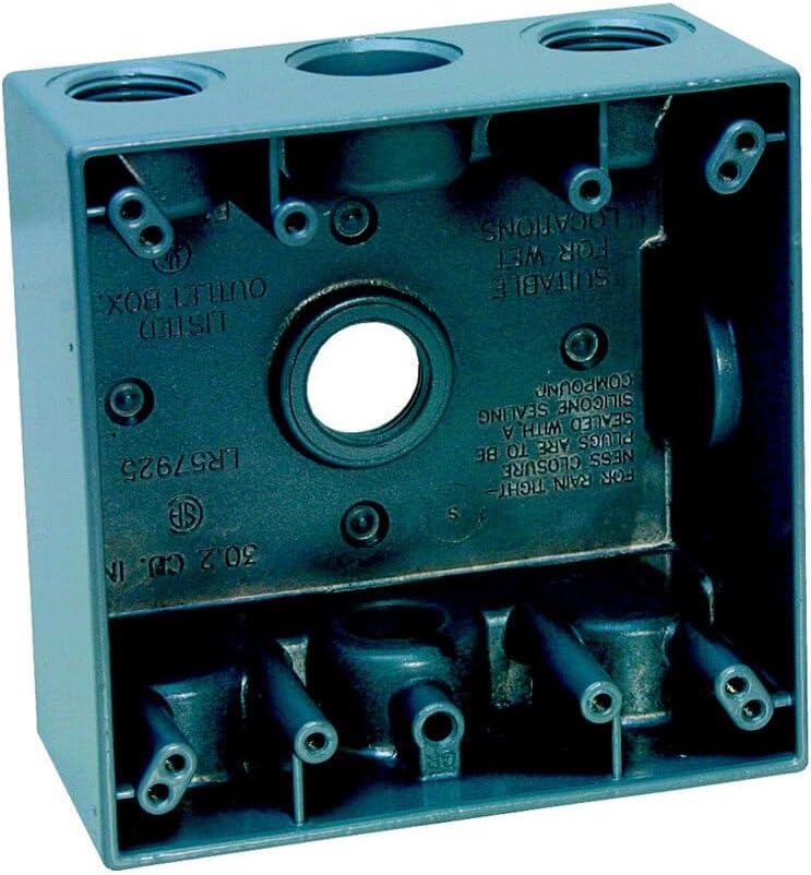 Sigma Engineered Solutions 14351 1/2-Inch 4 Hole 2-Gang Weatherproof Box, Gray