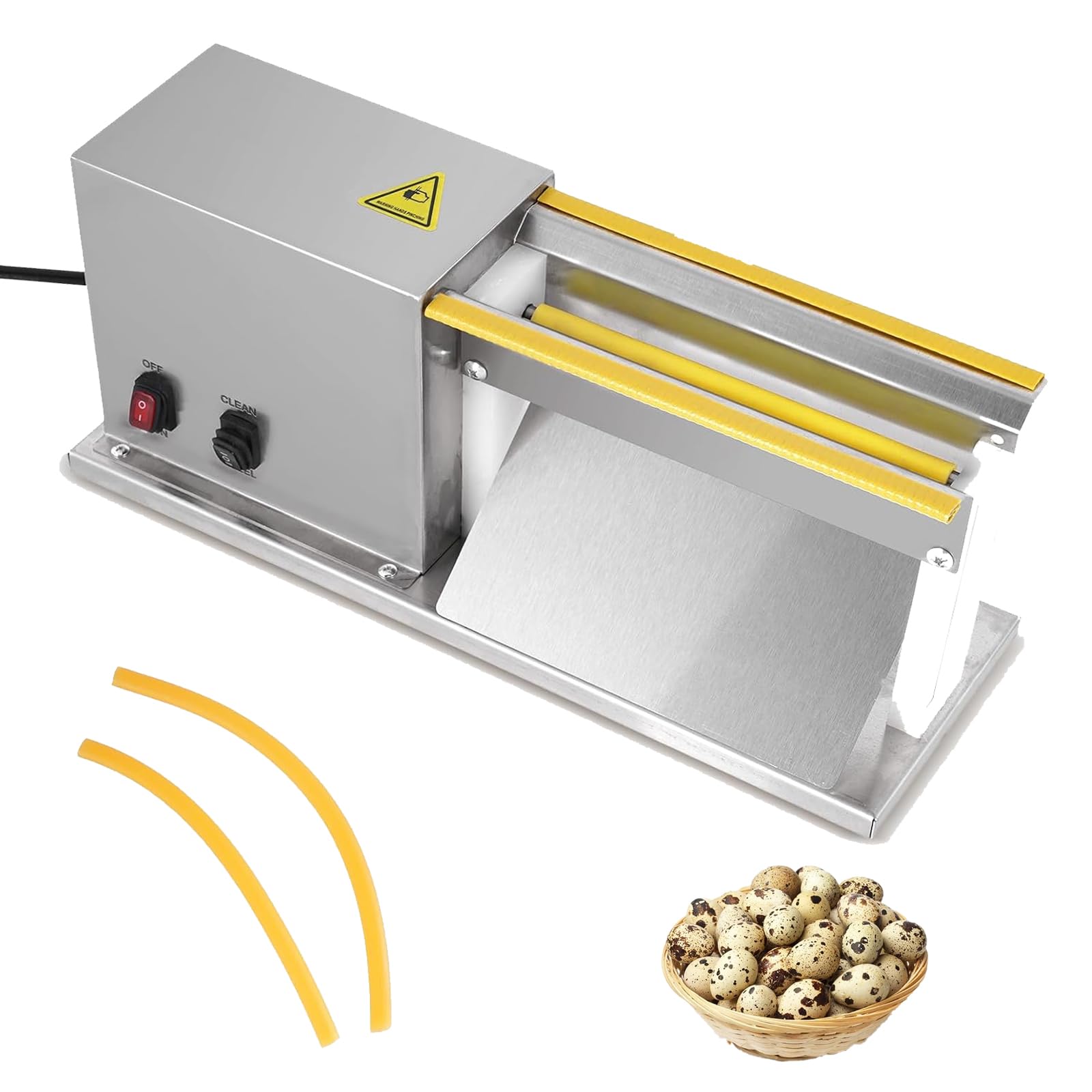 BOOZXCV Commercial Semi-Automatic Electric Quail Egg Peeler Machine, 28W Upgraded Shelling And Clean Double Function, 304 Stainless Steel, For Boiled Quail Eggs