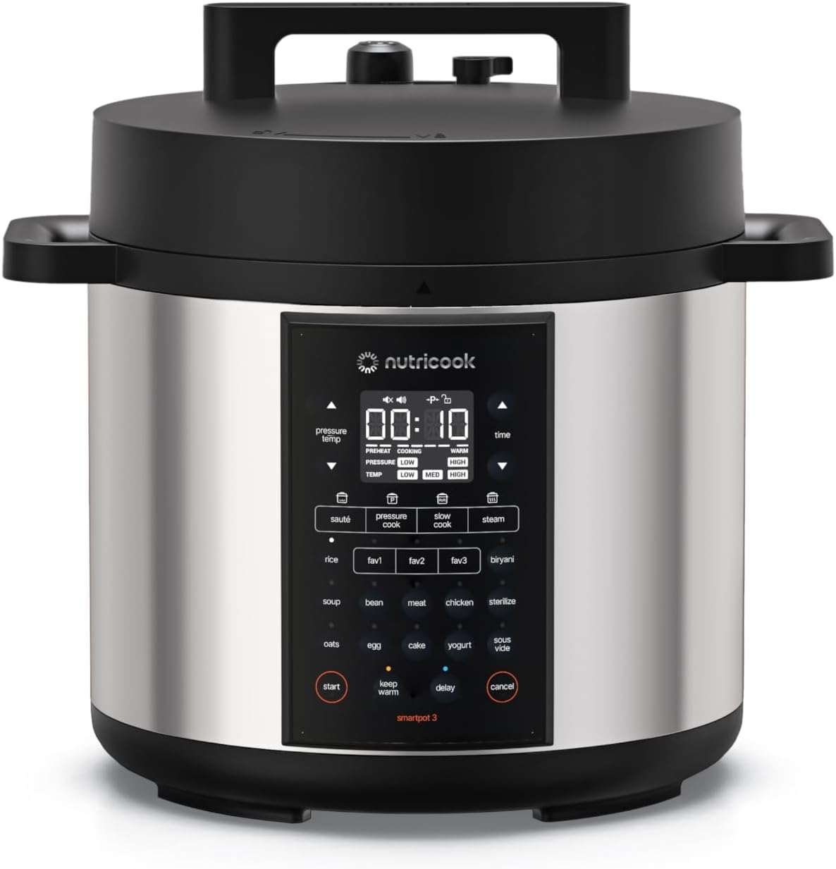 SMART POT 3, Rice Cooker, Steamer, Sauté Pot, Yogurt Maker, 12-in-1 Electric Pressure Cooker, Slow Cooker, 20 Smart Programs, New Smart Lid, 6L, 1200W, SS Pot, SP320 2-Year warranty