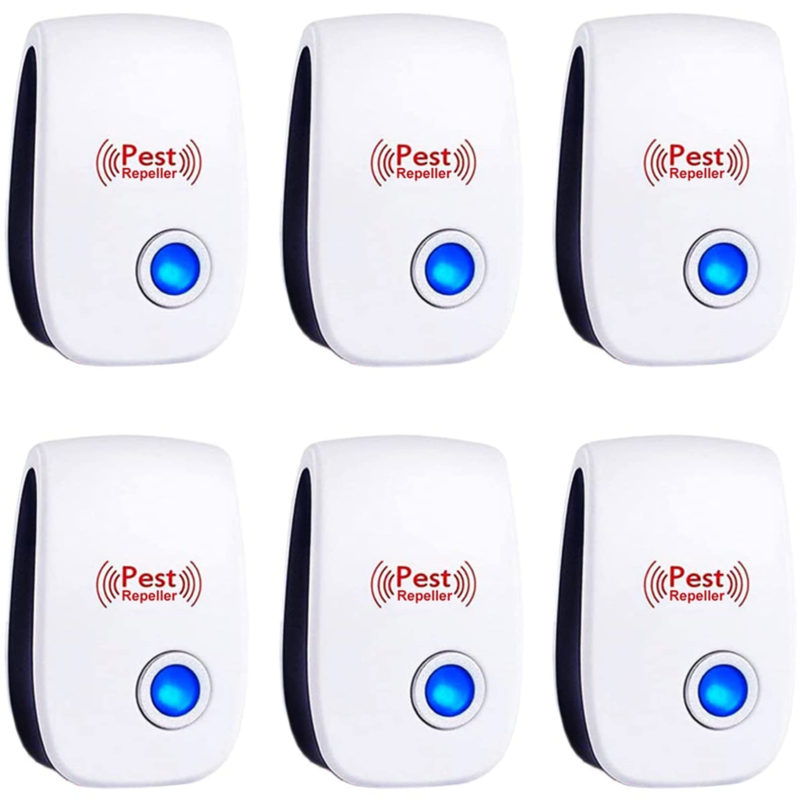 Xspring Ultrasonic Pest Repeller, 6 Packs Pest Control Repeller, High Frequency Ultrasound Electronic Pest-Outdoor Repeller, Electronic Pest Control Device for Mosquito, Mice, Roach, Spider, Insects