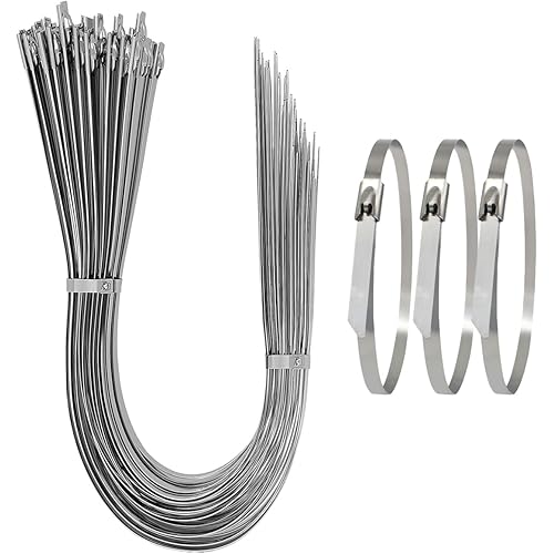 60 inch-15PCS Heavy Duty Metal Zip Ties, 337lb Max Load, Large 304 Stainless Steel Cable Ties-Ideal for Exhaust Wrap, Chain Link, Fence Parts, Wire Fence Rolls, Poultry Fence Outdoor