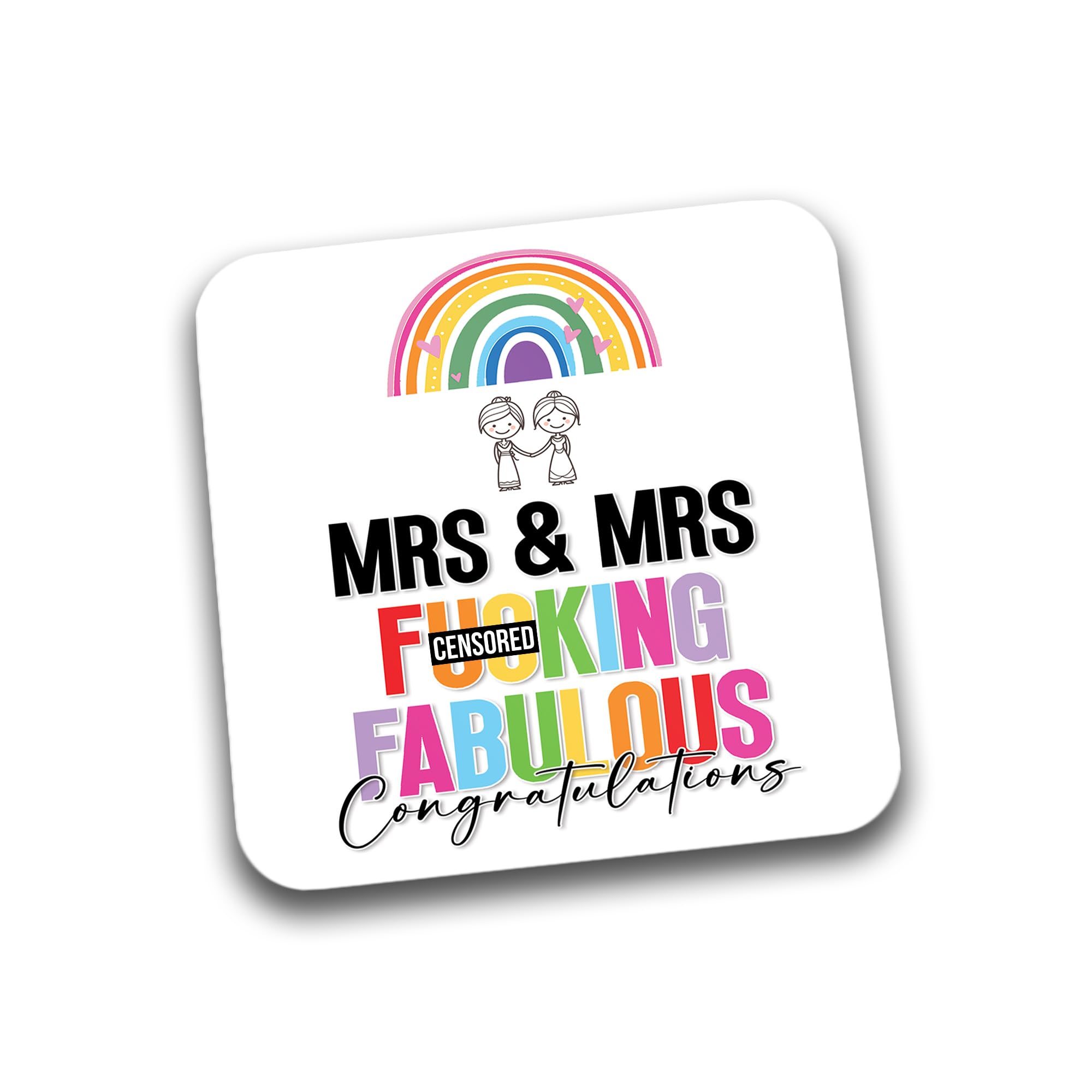 Rib Ticklerz - Funny Coaster Novelty Lesbian Gay Wedding Gift Mrs & Mrs F*cking Fabulous Congratulations Engagement Best Friend Marriage Wedding Newly Weds - DC157