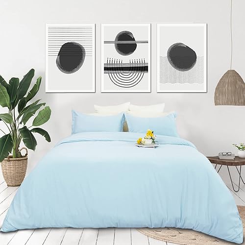 Helthep Juego de funda de edredón tamaño King, suave juego de funda de edredón de 3 piezas de doble cepillado tamaño King con cierre de cremallera,