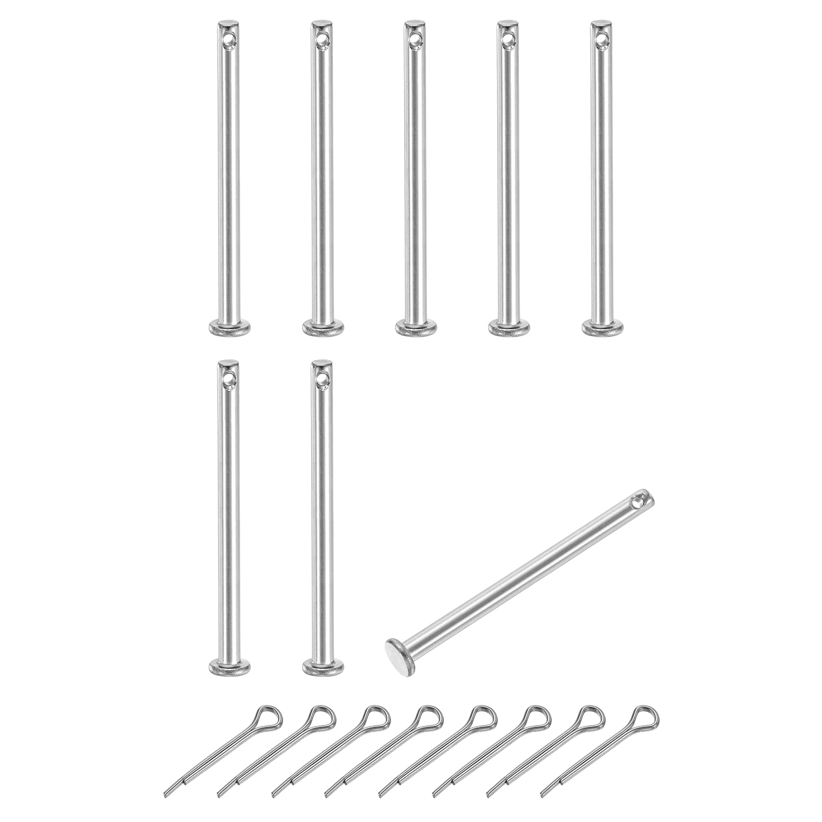 sourcing map 8Pcs M3x40mm Clevis Pins, 304 Stainless Steel Single Hole Flat Head Clevis Pin Hairpin Location Pin with Cotter Pins for Trailer Latch Mechanics Repair Furniture Installation