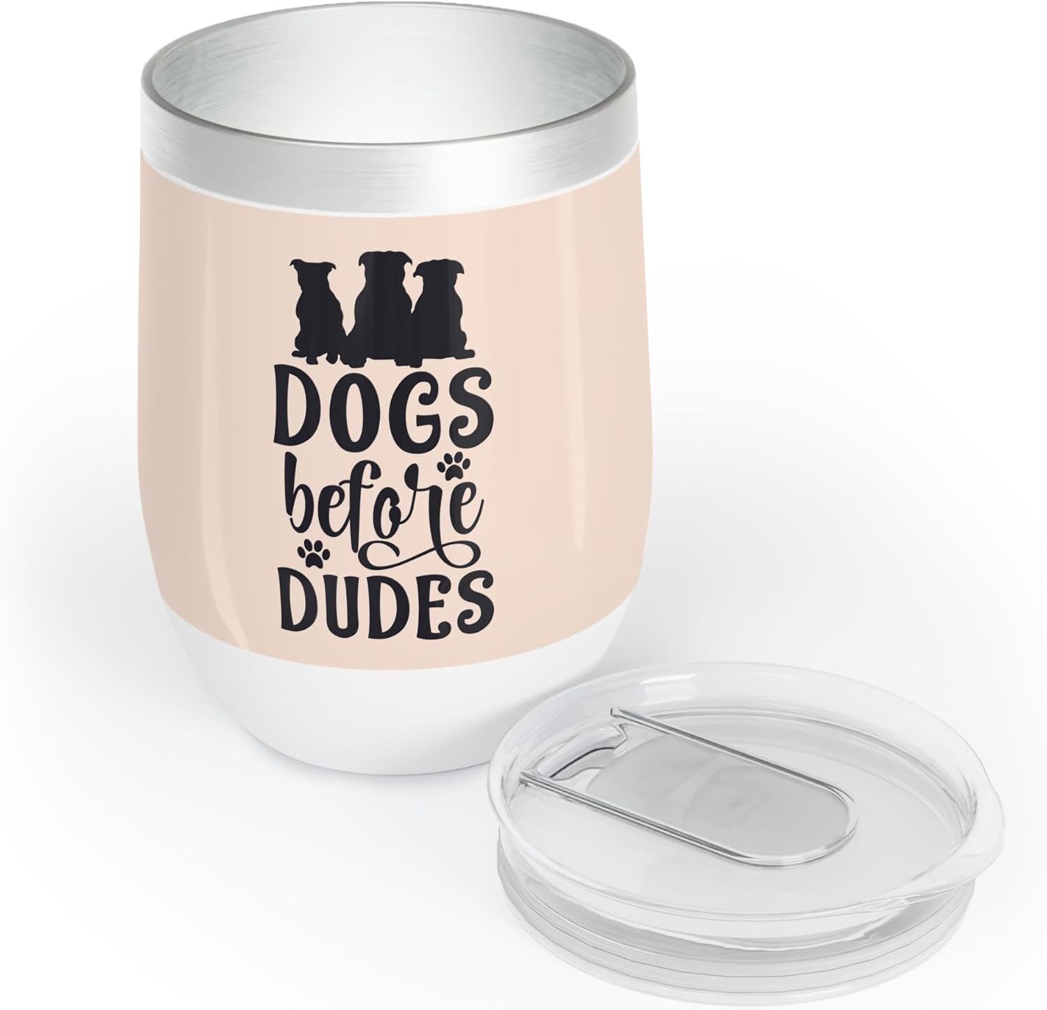 Funny Gifts for Dog Owners Dogs Before Dudes Stainless Steel Insulated Tumblers Gift for Dog Lover - 12oz, Pink