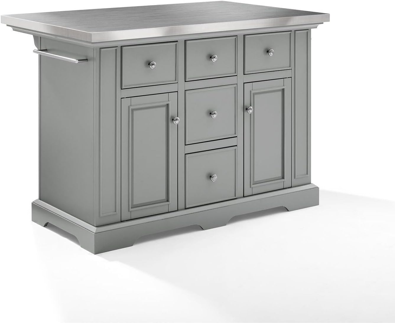 HomeStock Kitchen Island with Storage & Towel Bar - Stainless Steel Top, Portable Cart, Modern Kitchen Furniture