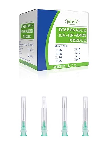 Vista 14 de Paquete de 100 accesorios desechables Luer Lock de calibre 25 de 0.5 pulgadas, envueltos individualmente