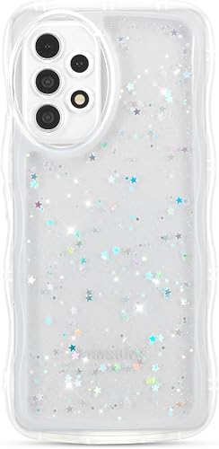 Miniatura 43 de ZTOFERA Funda protectora para Samsung Galaxy A14 4G/5G de 6.6", ondulada, con brillantina de estrella, poliuretano termoplástico transparente, suave