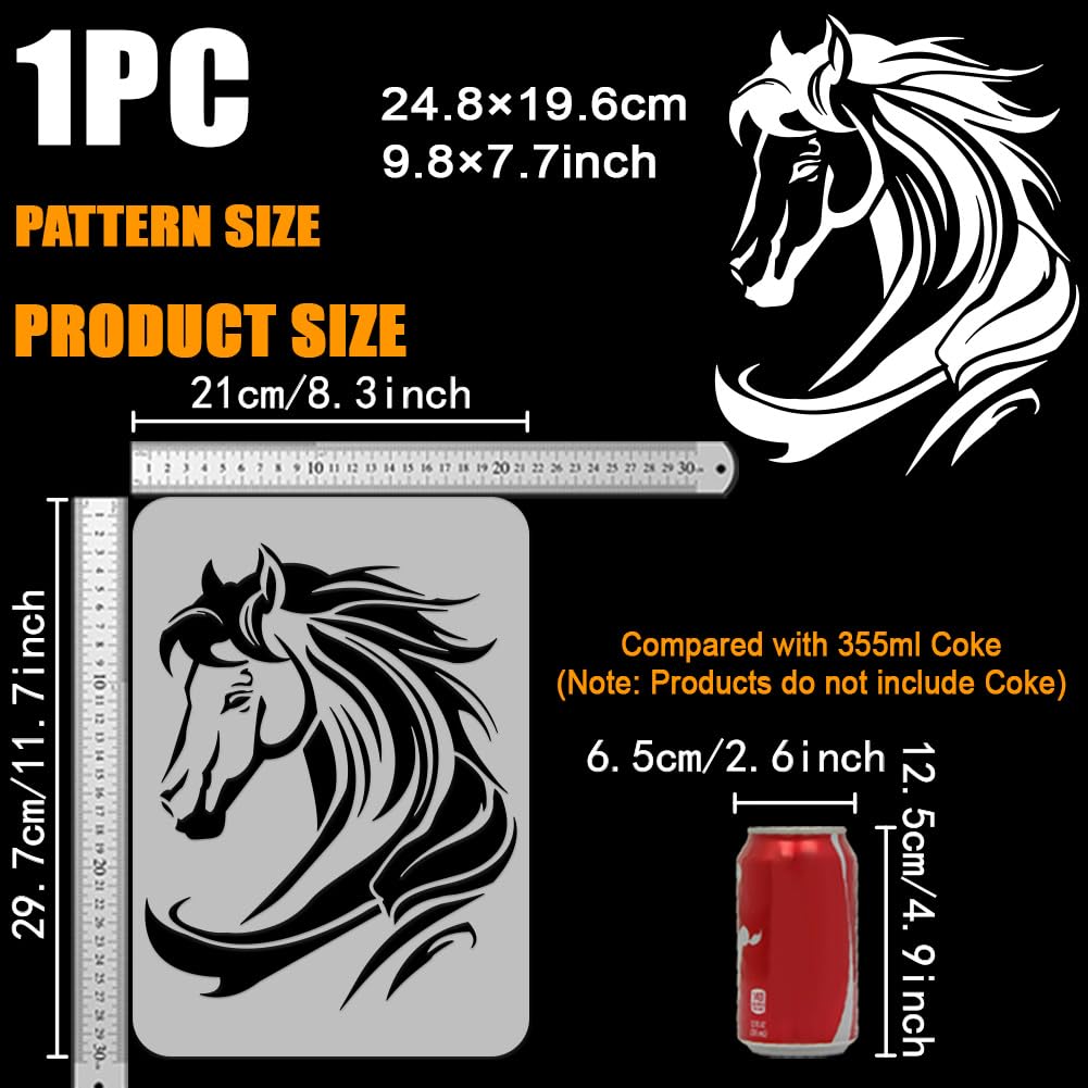 FINGERINSPIRE Horse Head Painting Stencil 21x29.7cm Reusable Line Horse Drawing Template Rectangle Head of Horse Stencil for Painting Large Animal Theme Template for Home Wall Furniture Decor - Image 2