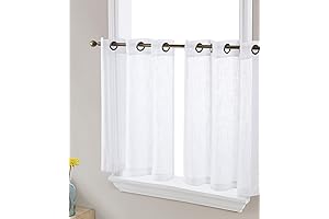 HLC.ME Abbey Faux Linen Textured Semi Sheer Privacy Light Filtering Transparent Grommet...