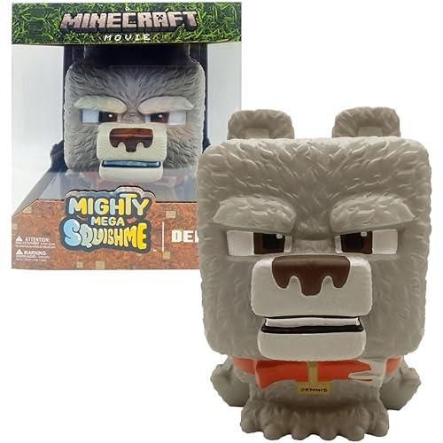 Minecraft Mighty Mega Squishme – Dennis The Wolf – Large Slow-Rise Squishy Toy – Official Minecraft Movie Merchandise (12")