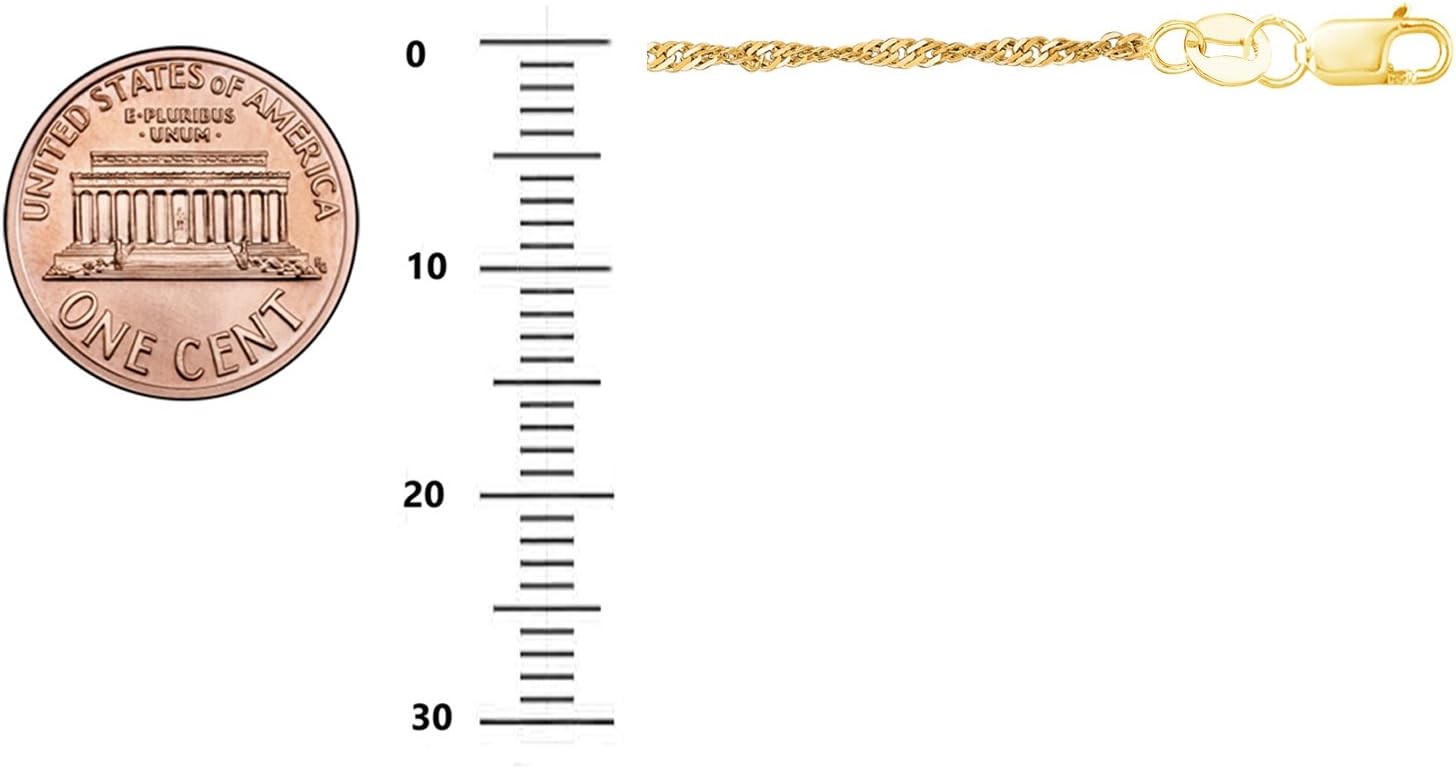 Ritastephens 14k Solid Yellow Gold Singapore Rope Chain Necklace 1.5 Mm 18 Inches