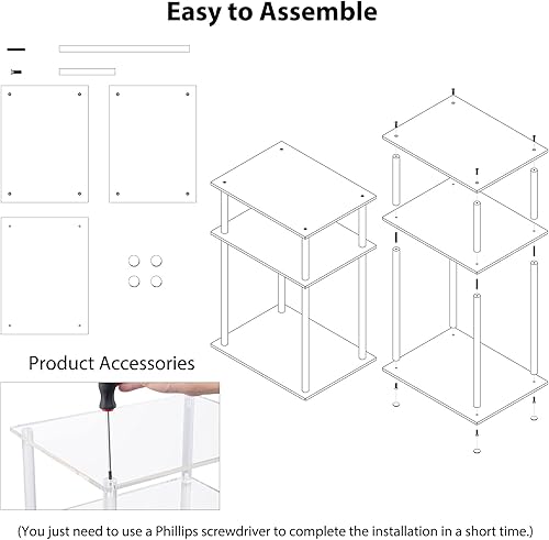 Miniatura 5 de HMYHUM Mesa auxiliar de acrílico transparente, mesa auxiliar/mesita de noche de 3 niveles, 15.7 pulgadas de largo x 11.8 pulgadas de ancho x 23.4
