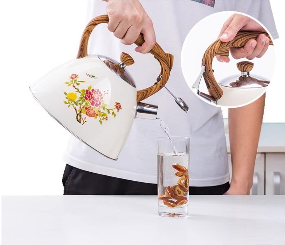 Czajnik Kuchenka Gazowa 3L Gwizdający Czajnik Do Herbaty Gwizdek Ze Stali Nierdzewnej Drukowanie Przebarwienia Gazowy Uniwersalny Czajniczek Czajnik Do Domu(A)