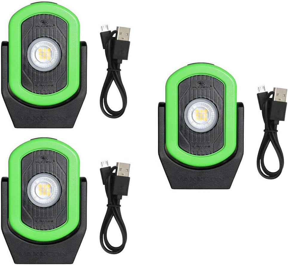 Maxxeon MXN00811, HiVis Green, 720 Lumens, USB Rechargeable LED Cyclops Workstar Work Light (3)