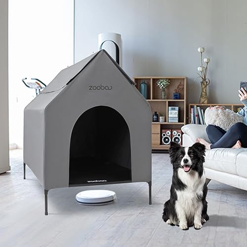 Miniatura 6 de Casa grande de 36 pulgadas para perros grandes en interiores o exteriores, PVC 600D resistente a la intemperie al aire libre, con cama elevada de