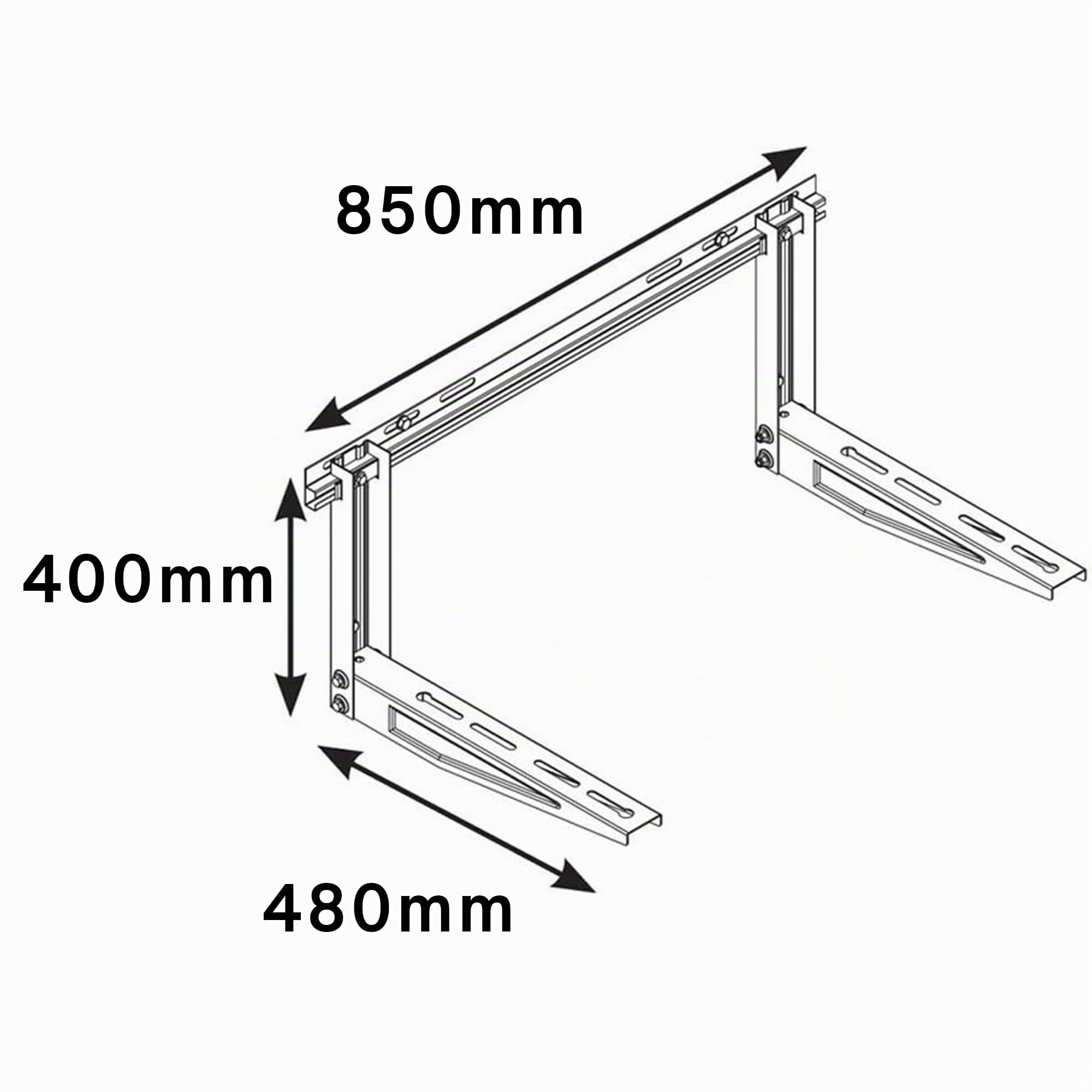 Fischer Staffe per Climatizzatore Unità Esterna KLIMA TOP VITI INOX, Lunghezza Braccio 480 mm, Mensole Acciaio Zincato, Viti Acciaio Inox, Include Sistema Fissaggio Fischer SX e Piedini Antivibranti