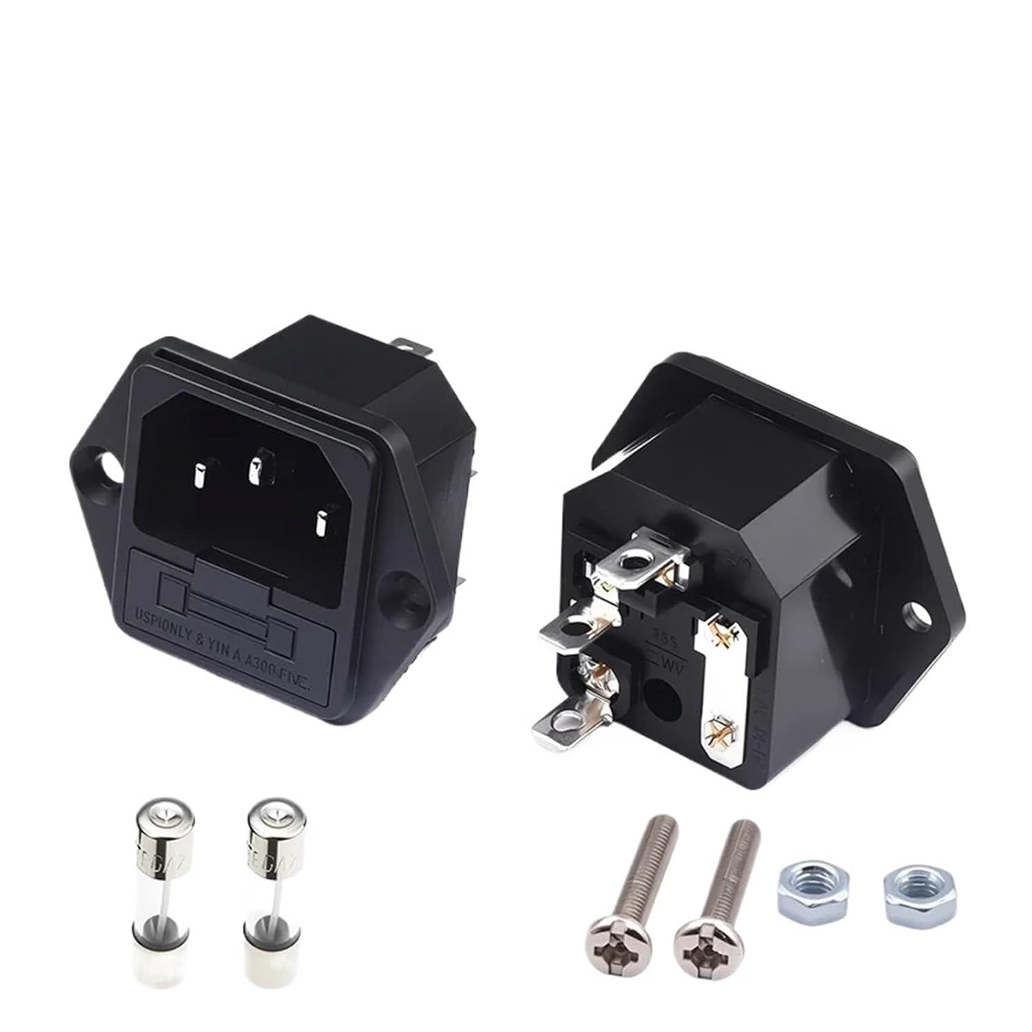 5 Pack IEC 320 C13 AC Power Outlet 250V 10A Fuse 3 Pin Male Connector(C13 Female,5PCS)