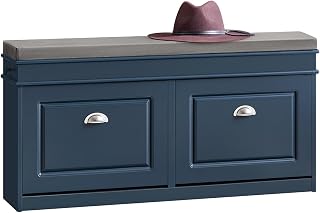SoBuy Shoe Bench with 2 Compartments and Pad, Bench with Shoe Storage FSR64 | Shoe cabinet narrow space saving, shoe storage for small rooms, blue FSR64-B