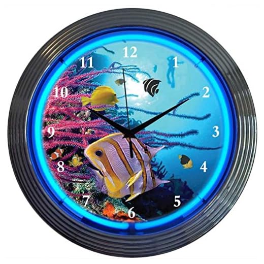 Neonetics Bar and Game Room Aquarium Neon Wall Clock, 15-Inch
