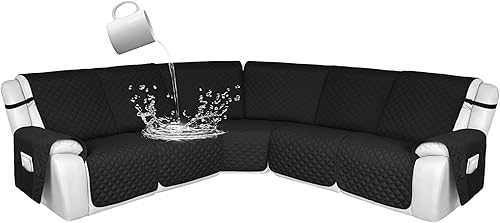 Miniatura 48 de HDCAXKJ 100% Fundas impermeables para sofá seccional reclinable en forma de L, funda de sofá reclinable acolchada lavable, fundas de esquina para
