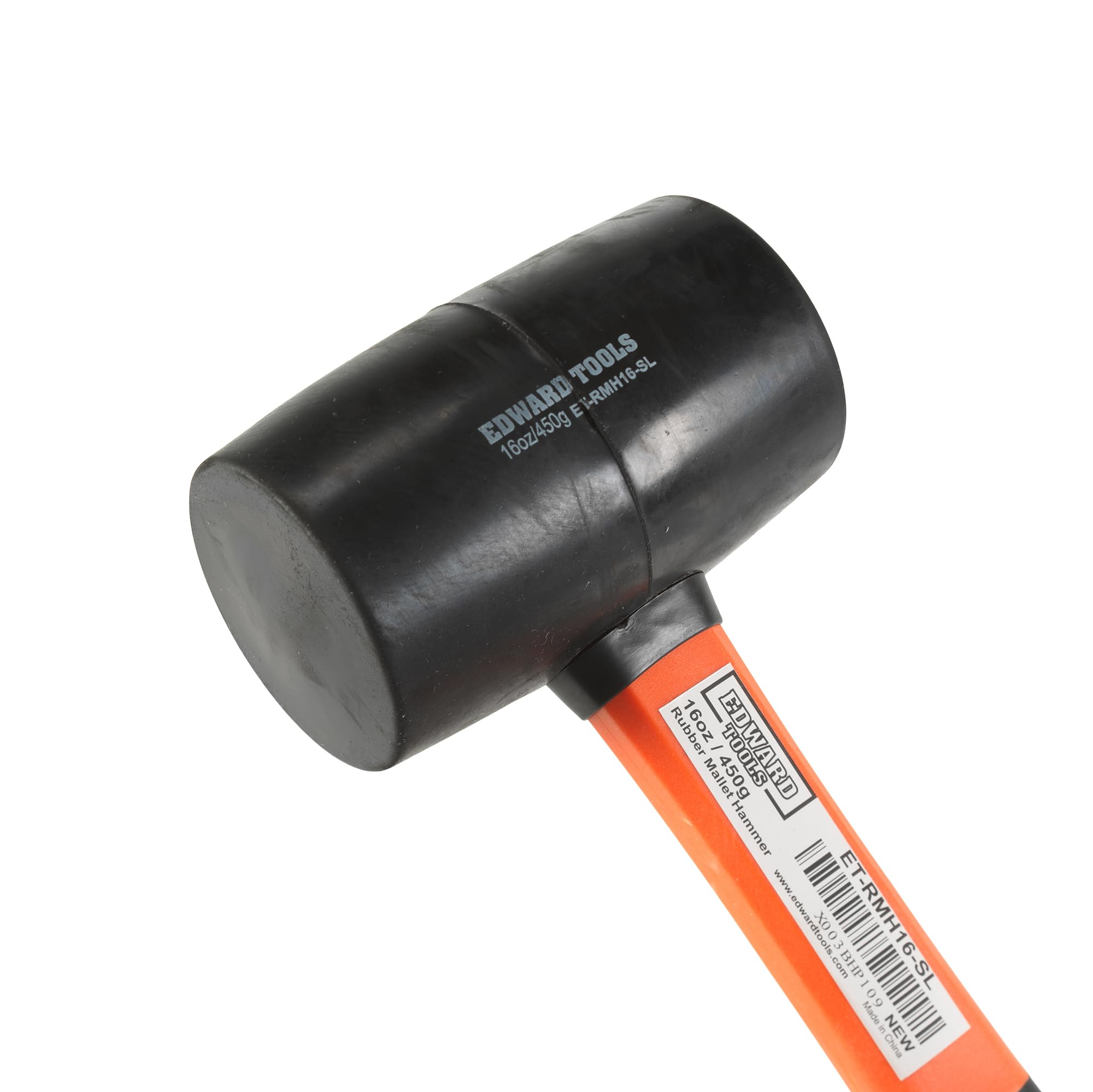 Edward Tools martillo de mazo de goma endurecido, 16 onzas, duradero, respetuoso con el medio ambiente, cabeza de martillo de goma para acampar, piso, estacas de carpa, carpintería, tareas de soplado