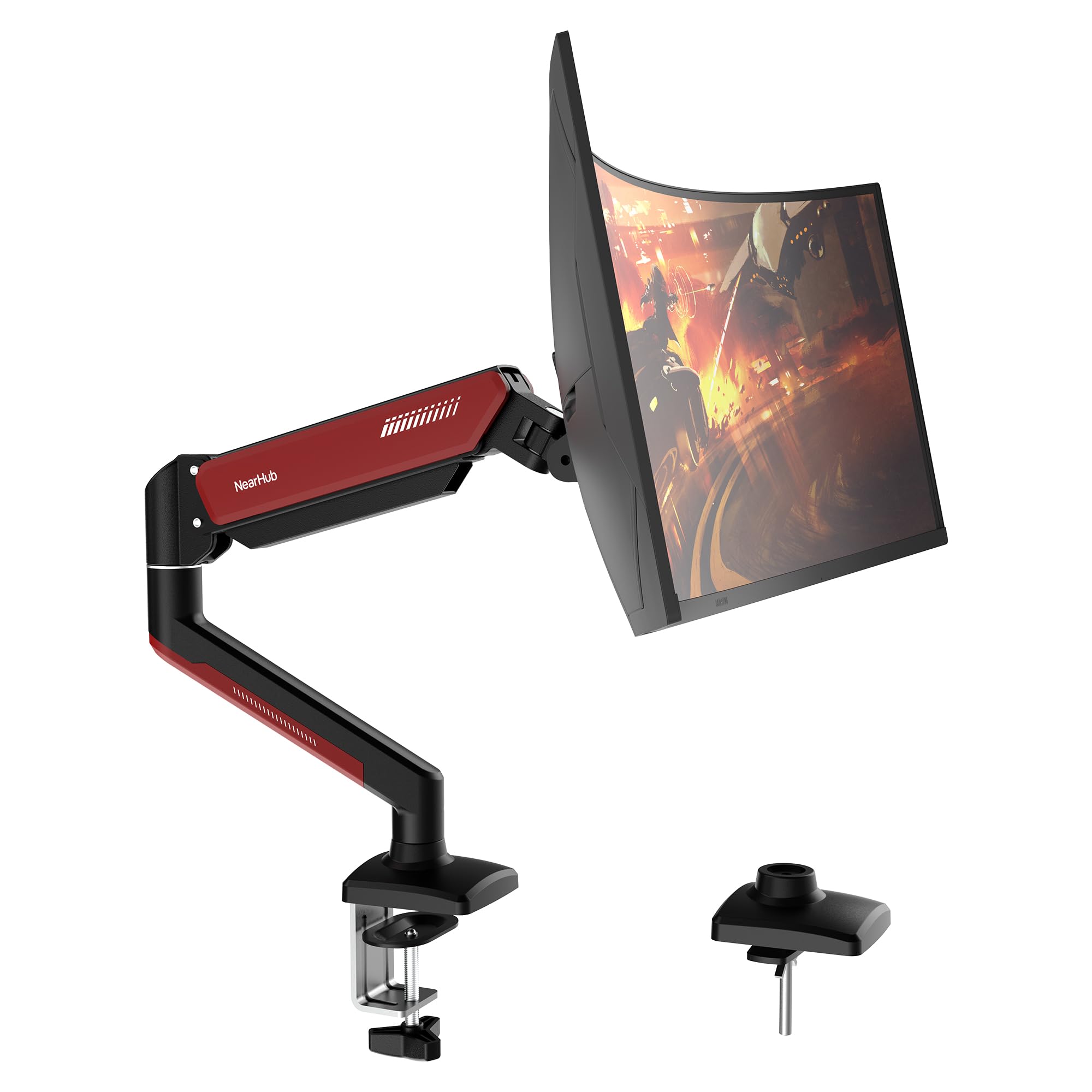 Soporte para 1 Monitores de Gaming para Pantallas de 13-32" y hasta 10 kg,Inclinación, Giro y Rotación, Soporte Monitor Ergonómico con Resorte de Gas y Gestión de Cables, VESA 75/100 mm, hasta 10 kg