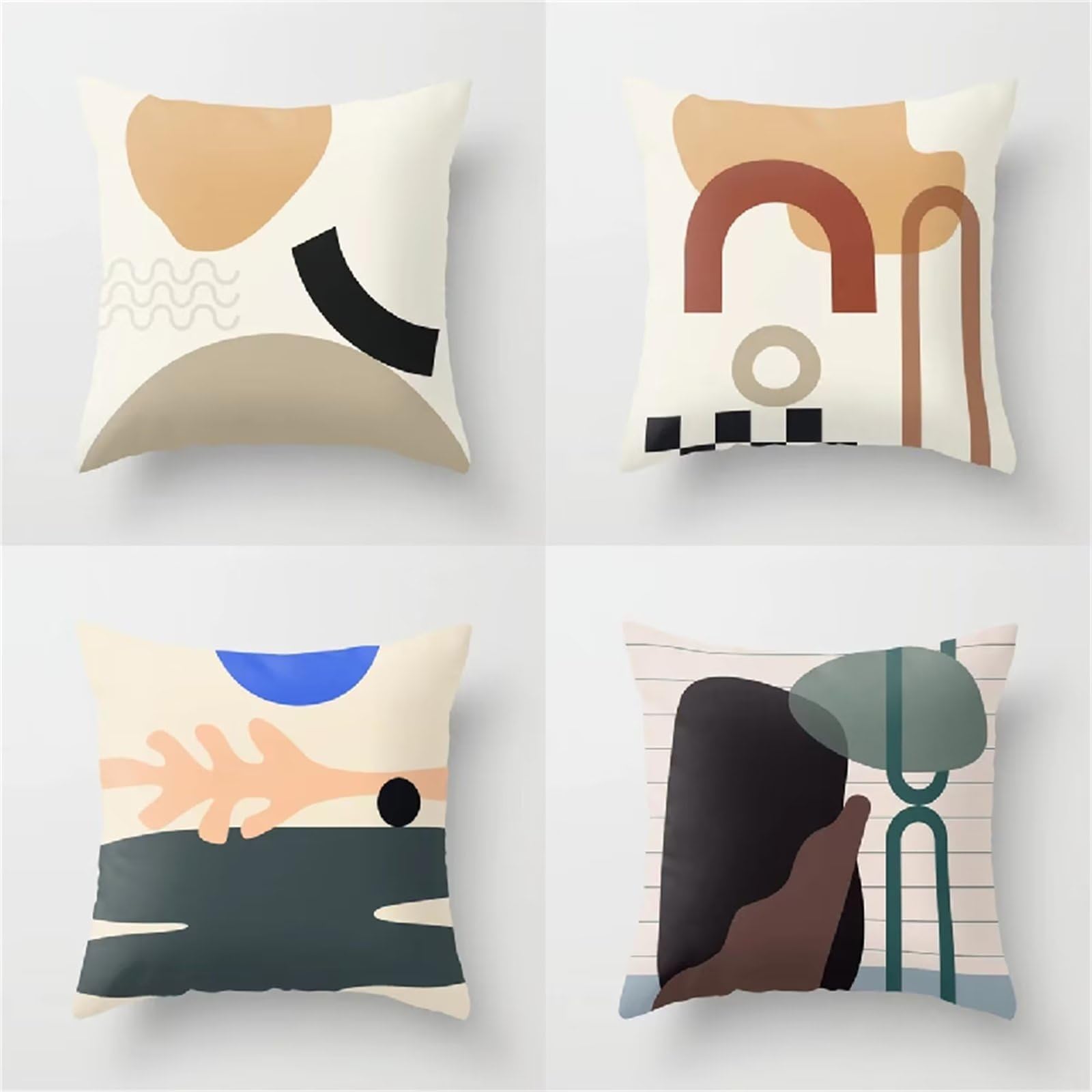 Cushion Covers 35x35cm, Set of 4 White Decorative pillow cover Square Soft Cushions Pillow case Outdoor Cushion Covers Abstract, for Sofa Bed Couch Outdoor Garden Cushions Home Decor 14x14in HZ-11959
