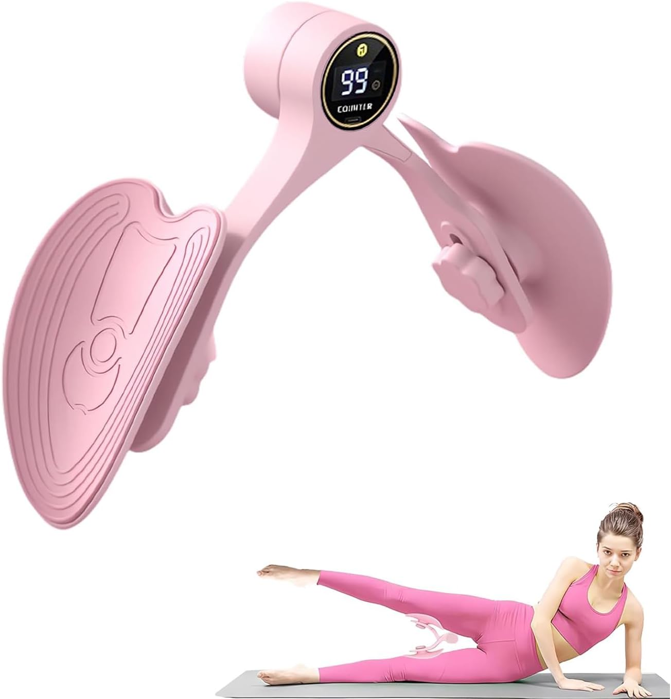 Hip & Thigh Trainer with Display Counter, Pelvic Floor Exercise Device, 3-Level Resistance Adjustable Inner Thigh Master for Women, Home Fitness Equipment for Hip, Legs & Buttocks