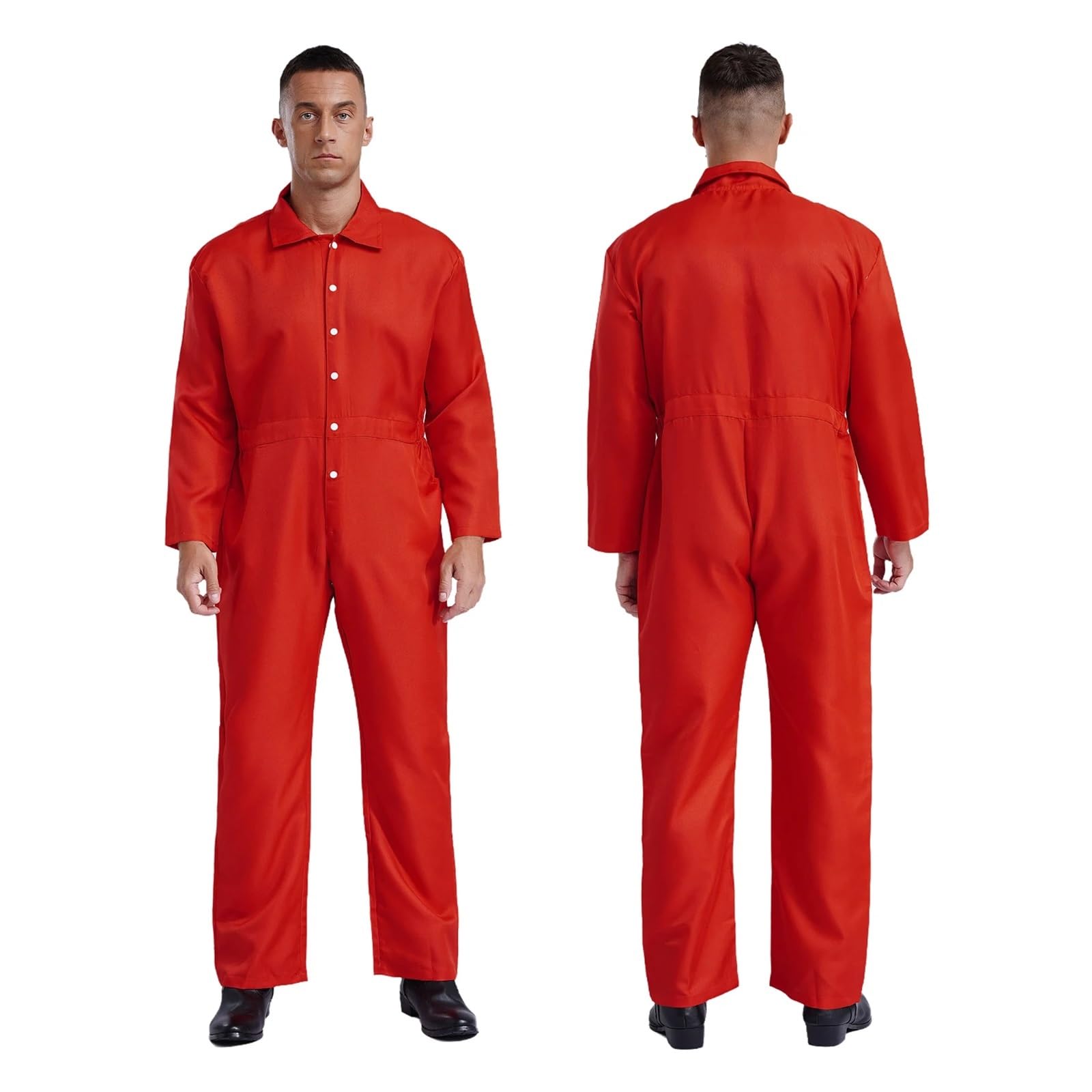 Combinaison de Travail Homme Combinaison de travail for homme et femme, combinaison à revers, manches longues, combinaison de mécanicien, uniformes d'atelier, combinaison de vol(Red,S)