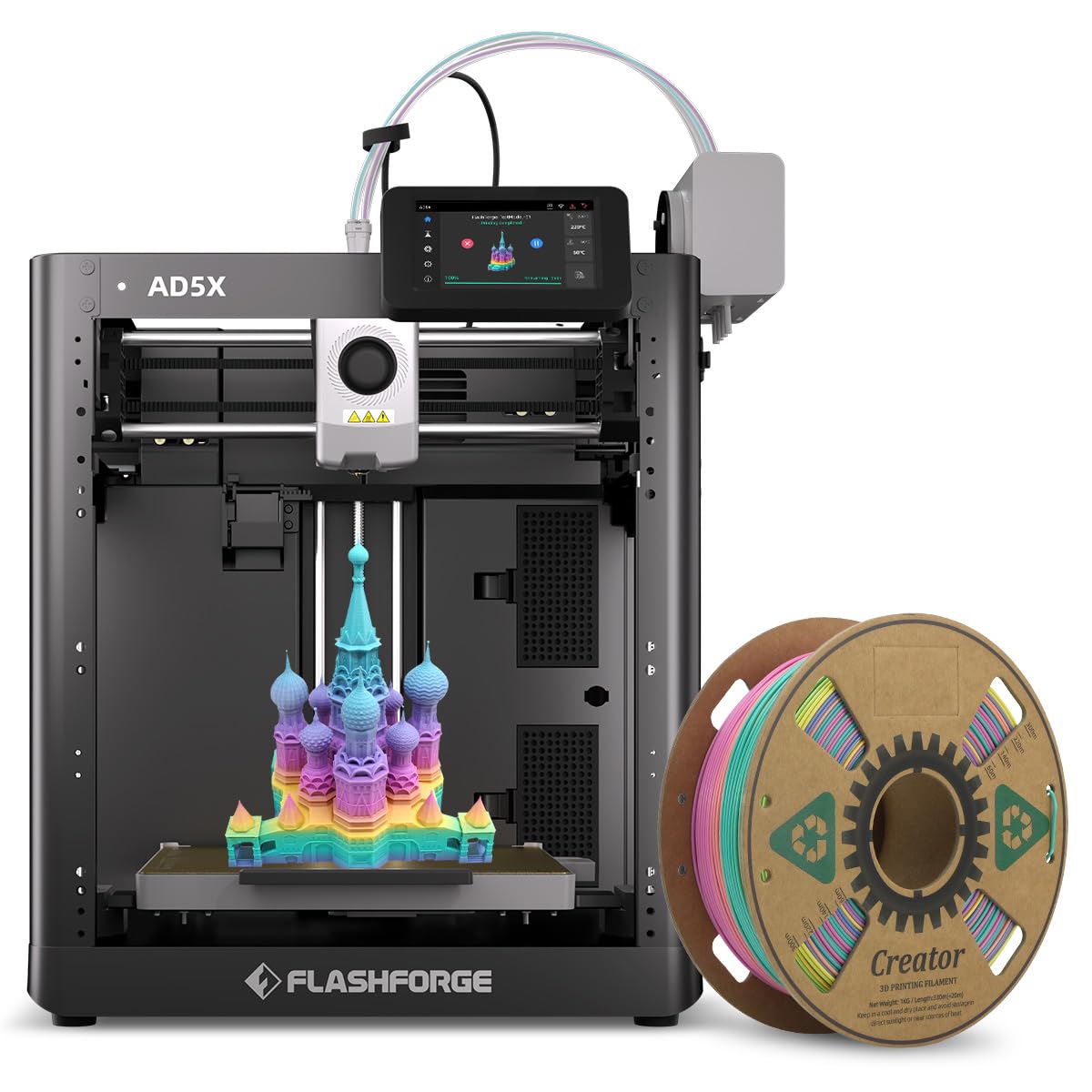 AD5X 3D Printer with Extra 1KG HS PLA Rainbow Candy Filament